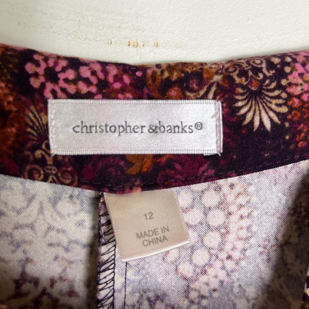 Christopher & Banks Midi Skirt 12 Y2K Fall Floral Academia Cottagecore - Picture 7 of 11